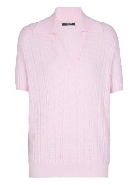 Balmain monogram-pattern top Pink GF1GB030KJ47