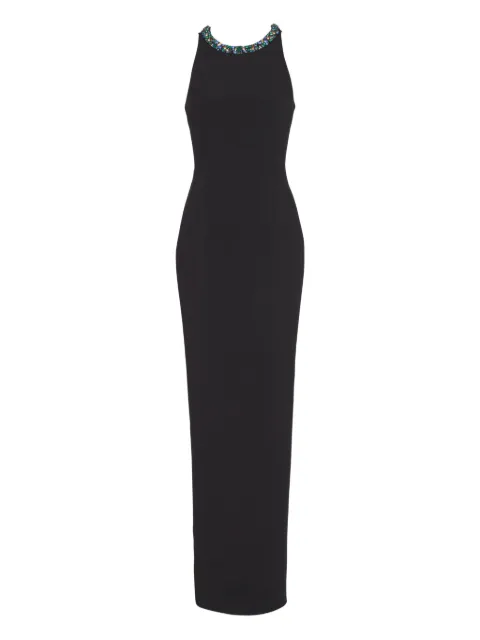 Balmain long-sleeveless dress in embroidered velvet Black GF1RP438PD38