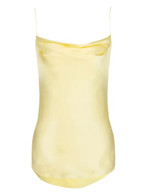 Balmain silk satin thin straps top Yellow GF1AD400SE95