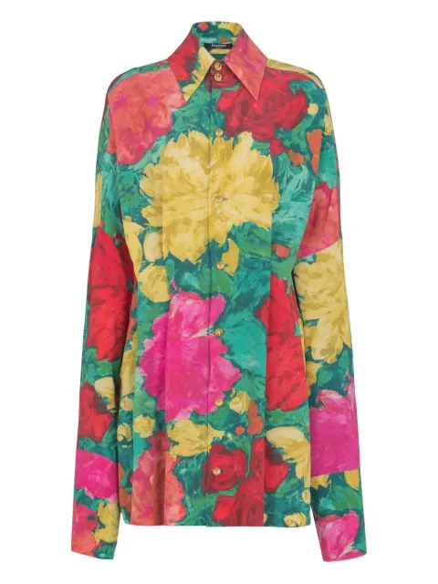 Balmain floral-print shirt dress Green GF1R9412SF38