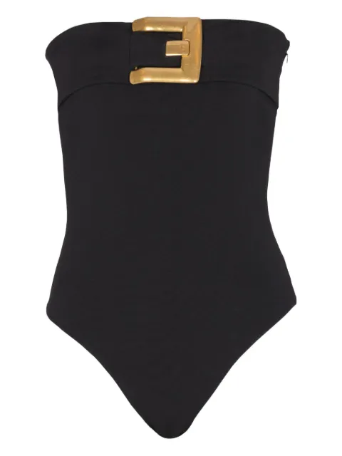 Balmain buckle crepe belted bodysuit Black GF1BA285JL05