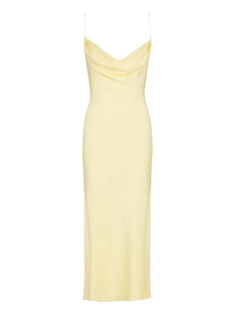 Balmain long strappy dress in silk satin Yellow GF1RN350SF32