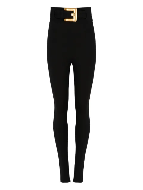 Balmain buckle-embellished trousers Black GF1PL024JL05