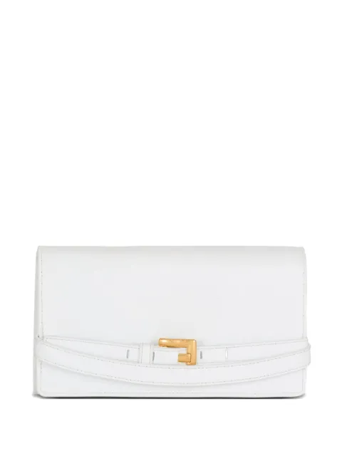 Balmain Shuffle calfskin wallet with chain White GN1ON259LMTE