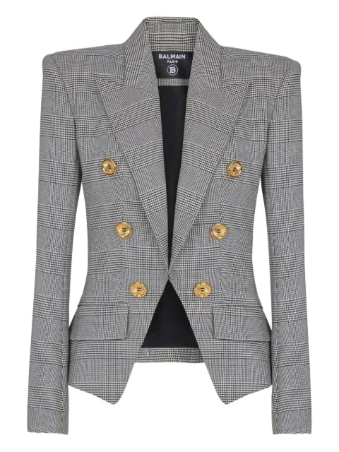 Balmain 6-buttons jacket in Prince of Wales jacquard Grey GF1SM340WD31