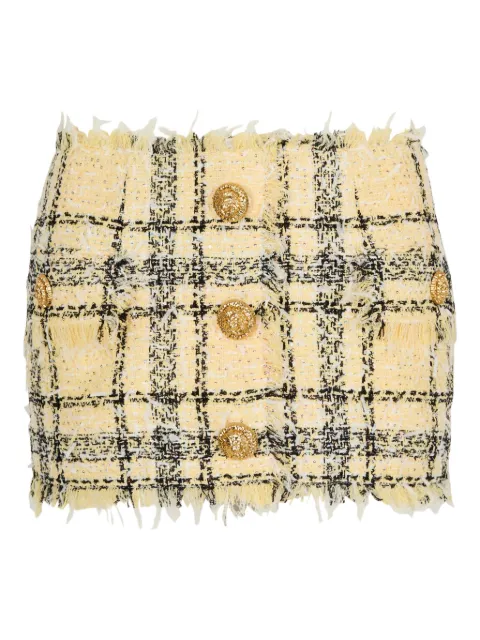 Balmain mini glitter tweed skirt Yellow GF1LBB42XL73