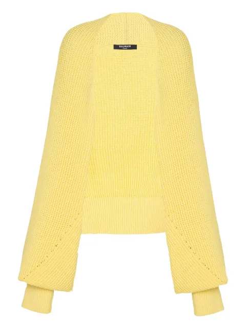 Balmain ribbed knit bolero cardigan Yellow GF1KL275KJ39