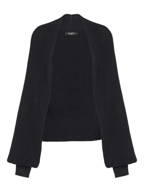 Balmain ribbed knit bolero cardigan Black GF1KL275KJ39