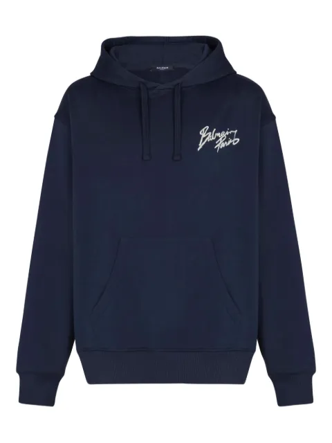 Balmain printed hoodie Blue GH1JR007BD40