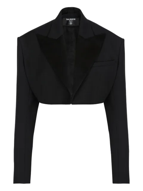 Balmain grain-de-poudre crop jacket Black GF1SD255ME54
