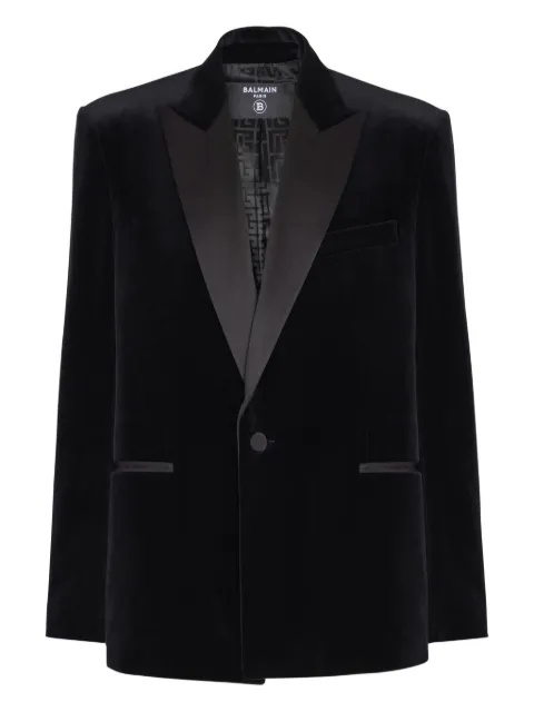 Balmain velvet single-breasted blazer Black GH1SE490MI33