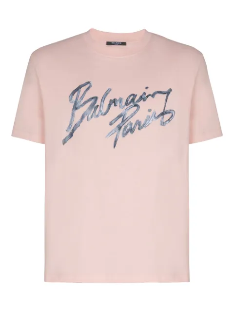 Balmain printed cotton T-shirt Pink GH1EG000BD41