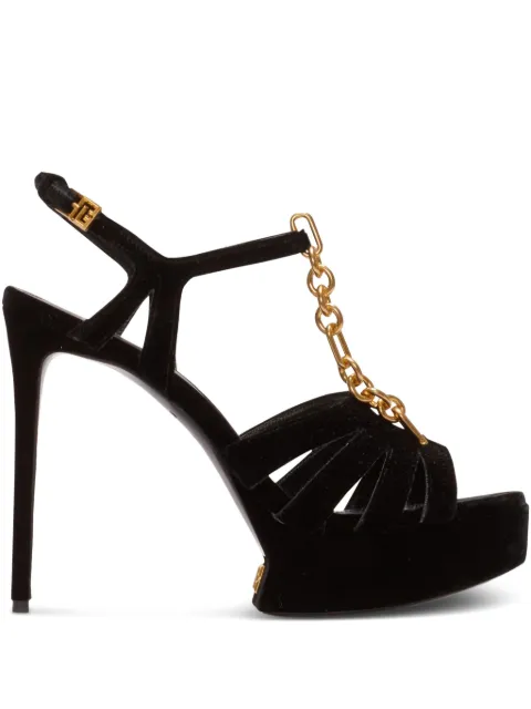 Balmain velvet open-toe sandals Black GN1UH198TVEL