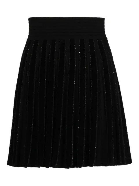 Balmain pleated glitter knit skirt Black GF1LBB36KJ37