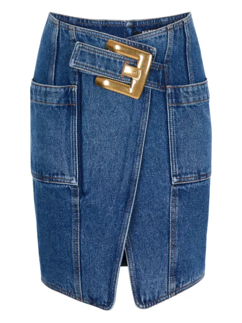 Balmain belt pocket mini skirt Blue GF1LBB28DG08