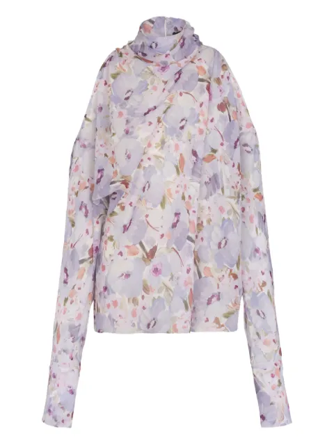 Balmain flowers-print blouse Purple GF1IL155SF35