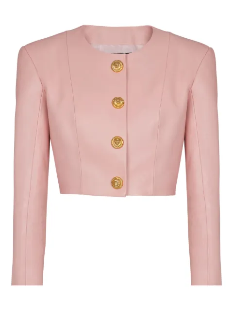 Balmain button lambskin jacket Pink GF1SD252LE04
