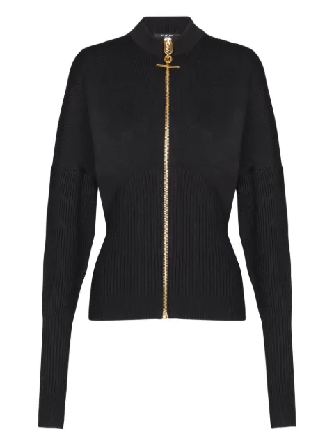 Balmain zipped knit cardigan Black GF1TE201KJ44