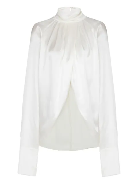 Balmain draped silk blouse White GF1IL150SE95