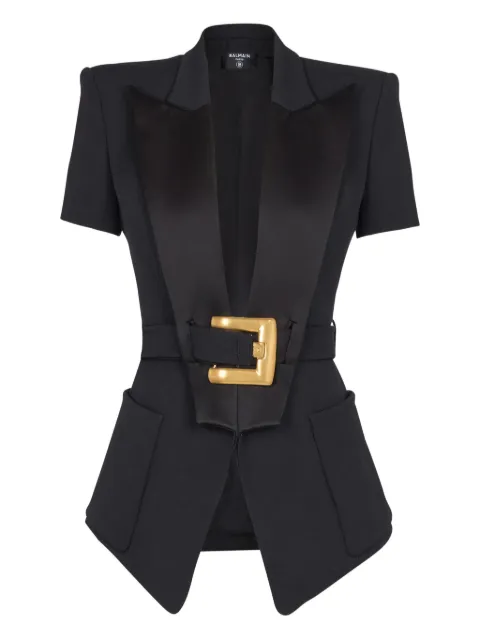 Balmain grain de poudre jacket with belt detail Black GF1SB225ME54