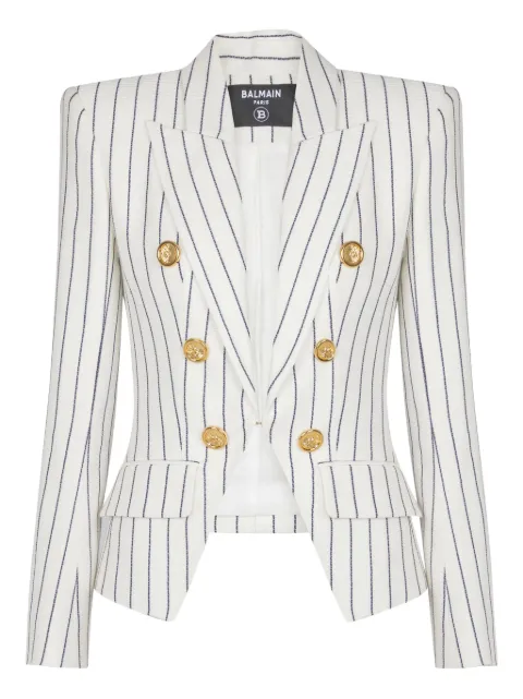Balmain double-breasted striped blazer White GF1SM340VI61