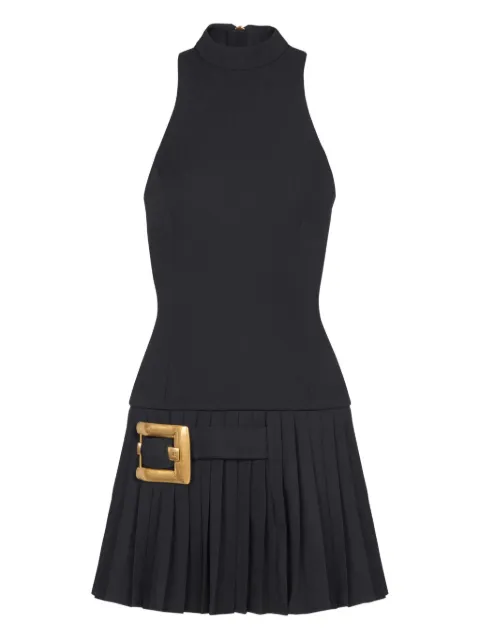 Balmain pleated buckle-embellished dress Black GF1R3370WC09