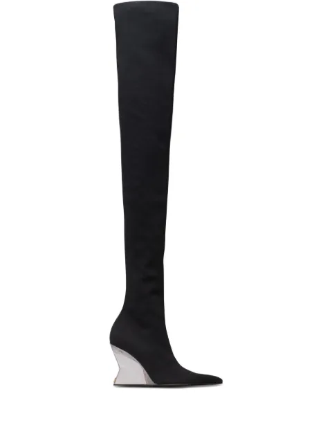 Balmain wedge thigh-high boots Black GN1TB203TKNI