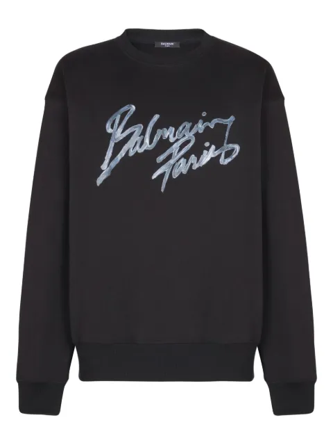 Balmain logo-print cotton sweatshirt Black GH1JQ130BD41
