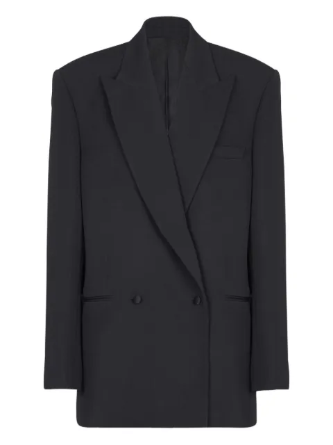 Balmain grain-de-poudre double-breasted blazer Black GF1SI660WC09