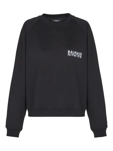 Balmain logo-detail cotton sweatshirt Black EF6JQ001BB04