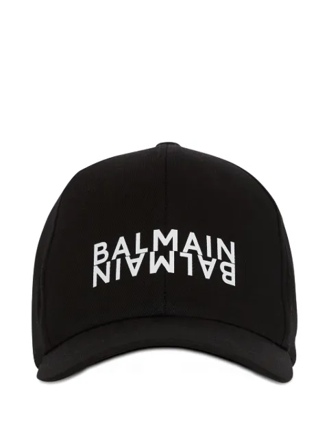 Balmain logo-print cotton cap Black EH6XA550CB24