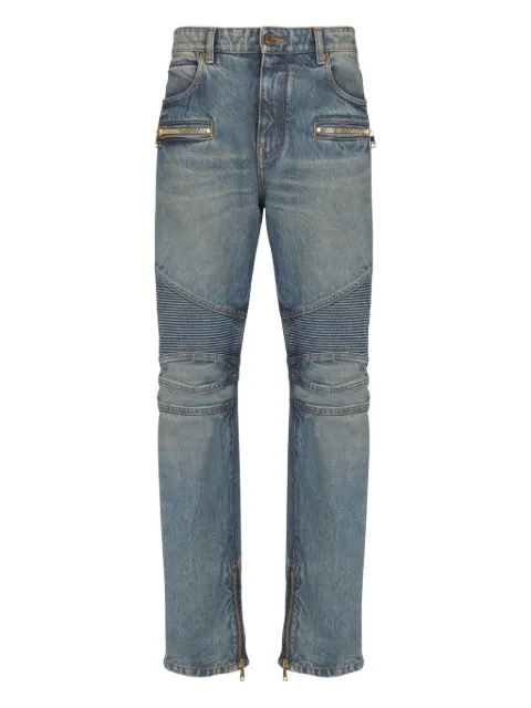 Balmain Biker zip-pocket cotton jeans Blue GH1MI105DG10
