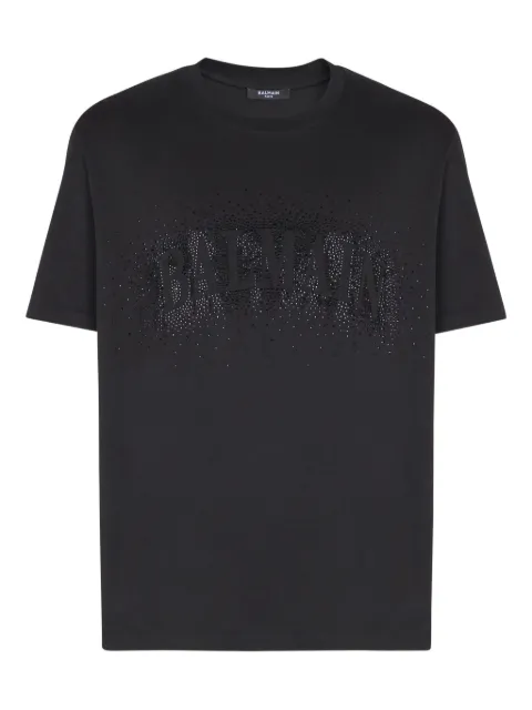 Balmain crystal-embellishment T-shirt Black GH1EG220PD32
