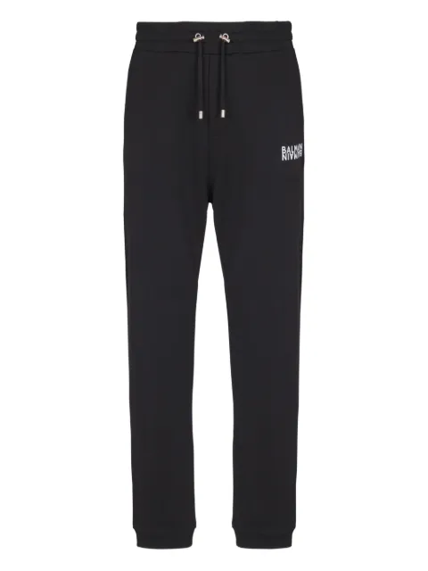 Balmain drawstring-fasteningl logo-detail track pants Black EH6OB340BB04