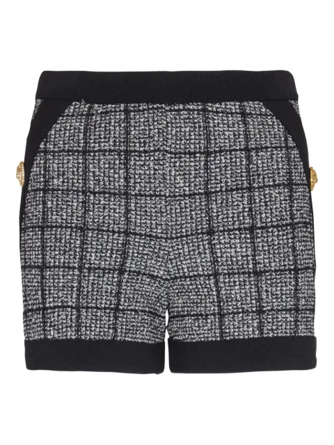 Balmain button check shorts Grey GF1PA077KJ48