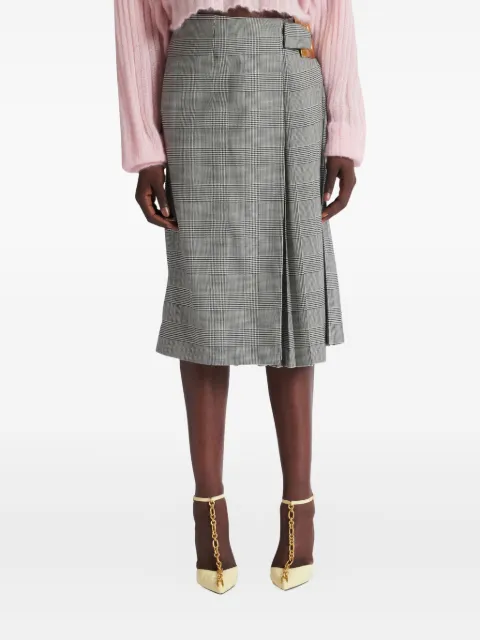 Balmain midi check-pattern pleated skirt Grey GF1LD530WD31