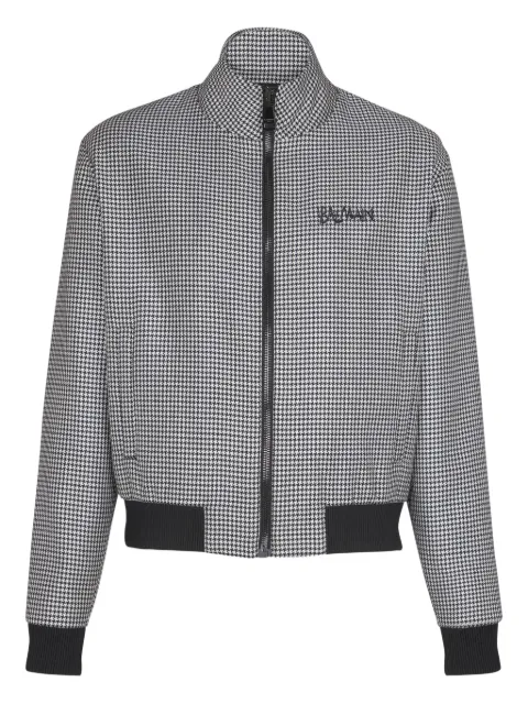 Balmain houndstooth-pattern zip jacket White GH1TFB11VI56