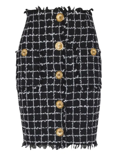 Balmain tweed buttoned pencil skirt Black GF1LC885XL62
