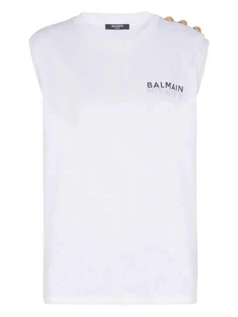 Balmain button-detail tank top White EF6ED002BB04