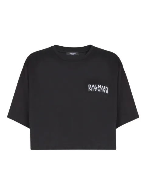 Balmain print-detail T-shirt Black EF6EE020BB04