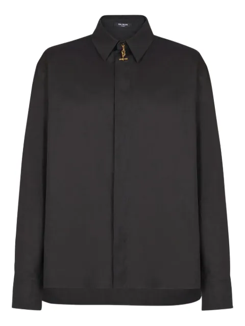 Balmain long-sleeve concealed-fastening shirt Black GH1HS540CG39