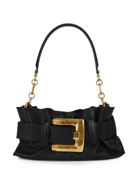 Balmain Mini Anthem buckled leather shoulder bag Black GN1AE994LSAX