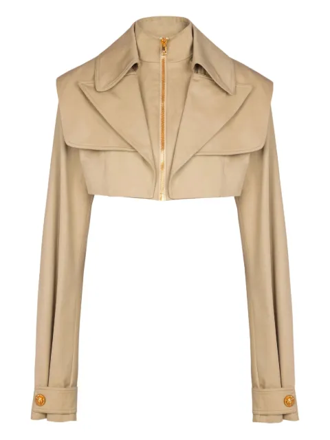 Balmain cropped gabardine jacket Neutrals GF1TK035CG43