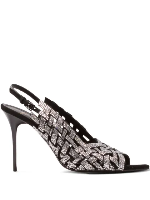 Balmain rhinestone-detail sandals Black GN1UH195LVHS