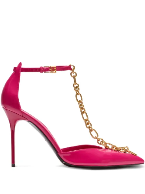 Balmain Sync shiny lambskin stilettos Pink GN1UA152LNPX