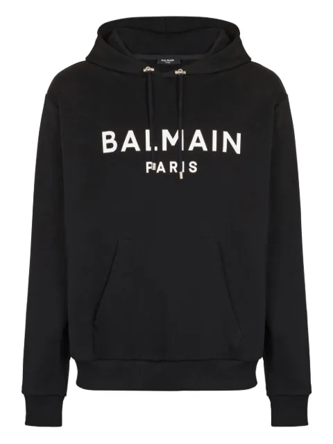 Balmain printed cotton hoodie Black GH1JR007BD45