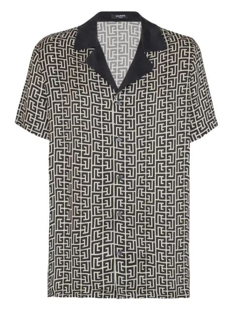 Balmain PB-monogram short-sleeve shirt Black GH1HN133VI36