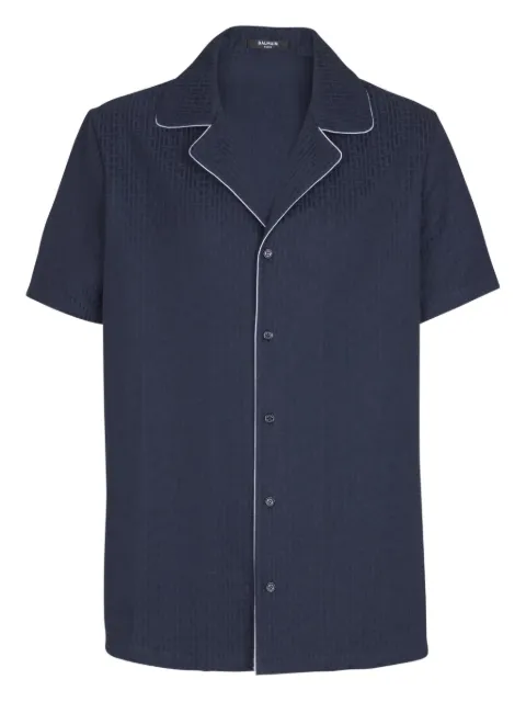 Balmain PB-monogram short-sleeve shirt Blue GH1HN138CG50