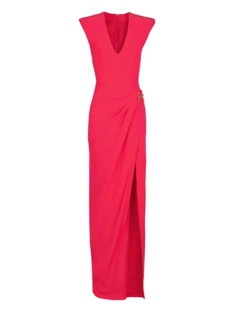 Balmain long crepe dress with embellished detail Red GF1RPB05VB00