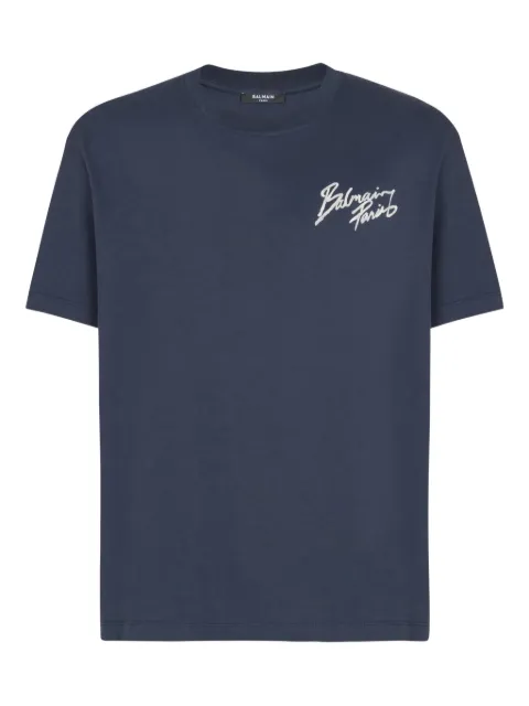 Balmain printed cotton T-shirt Blue GH1EG000BD40